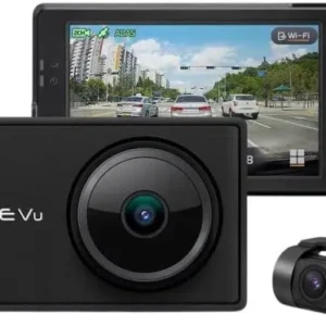 מצלמת דרך קדמית QHD ואחורית FHD לרכב דגם GX7000 מבית FineVu + כרטיס זיכרון 128GB