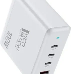 מטען שולחני GaN 100W טעינה מהירה 4 יציאות בחיבור USB-A + USB-C מבית VicoVation